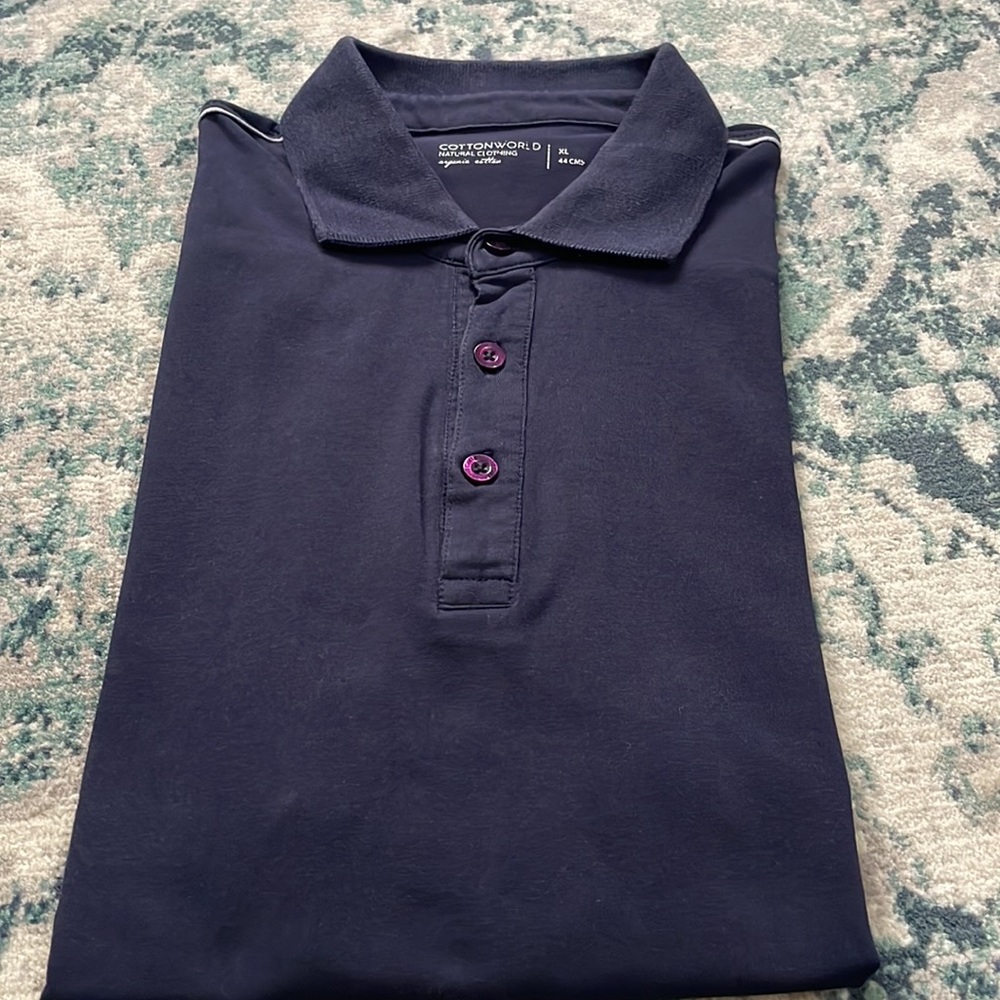 Blue Cotton World polo neck T Shirt - Picture 2 of 11